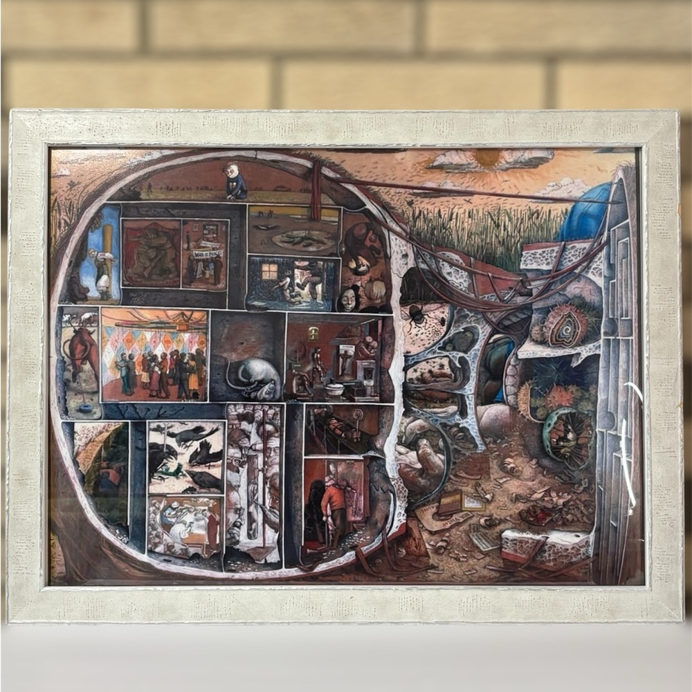 RARE William Kurelek “The Maze” Large Surrealist Print